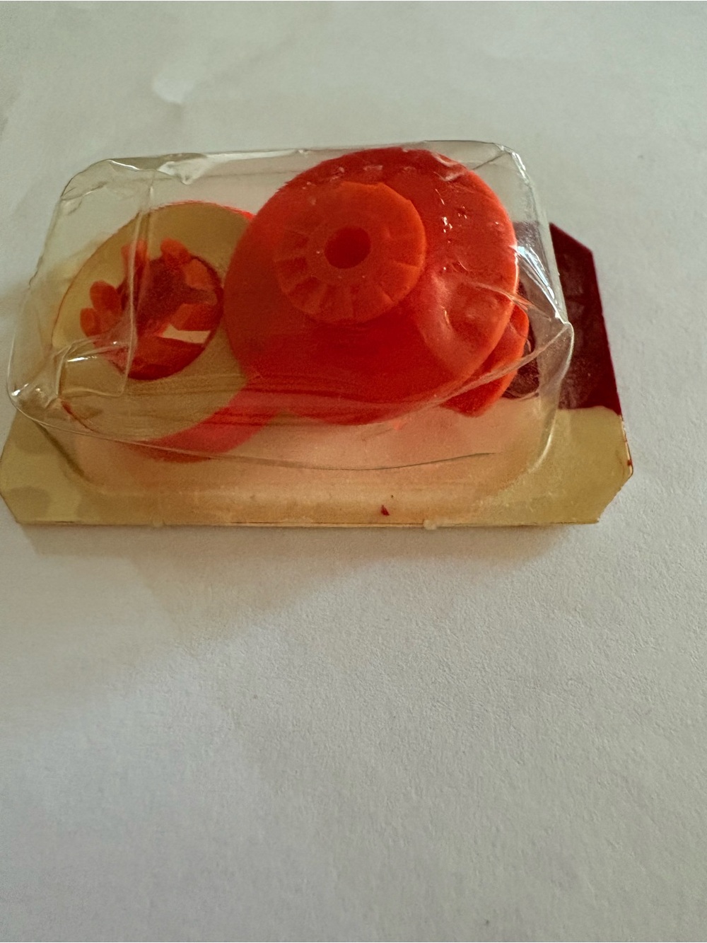 Vintage Red/Orange Plastic Typewriter Ribbon Spools /NOS New Sealed-1” Diameter